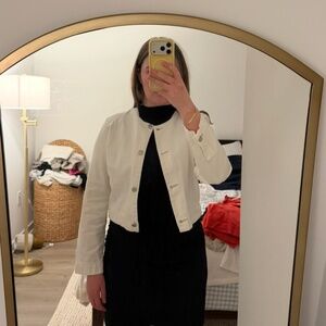 Abercrombie Collarless White Denim Jacket